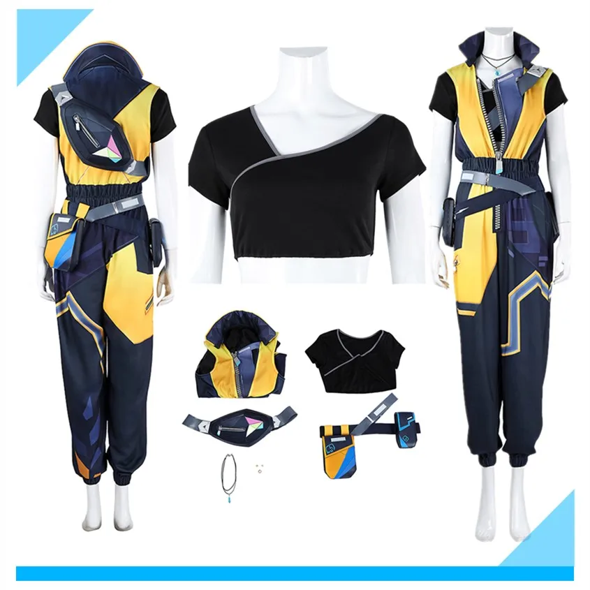VALORANT Cosplay Waylay Costume Women Fantasia T-shirt Jumpsuit Belt Necklace Waitsbag Outfits Halloween Carnival Party Suit
VALORANT Cosplay Waylay Costume Women Fantasia T-shirt Jumpsuit Belt Necklace Waitsbag Outfits Halloween Carnival Party Suit