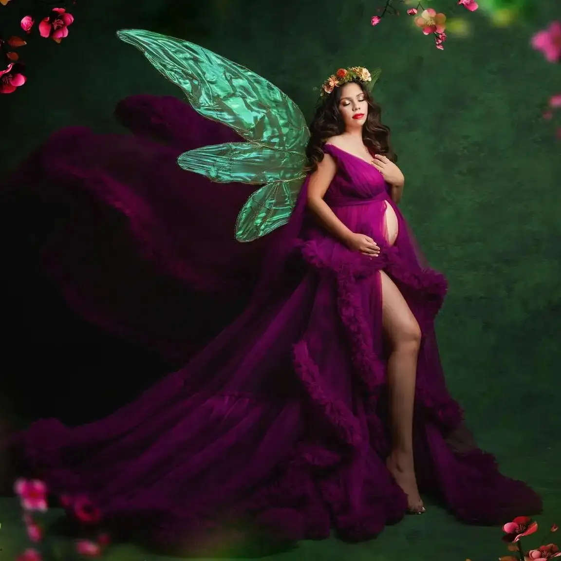 Customized Purple Maternity Dresses A Line V Neck Ruffled Pregnant Gowns Elegant Ruched Photoshoot Front Slit Babyshower Robes
Customized Purple Maternity Dresses A Line V Neck Ruffled Pregnant Gowns Elegant Ruched Photoshoot Front Slit Babyshower Robes
