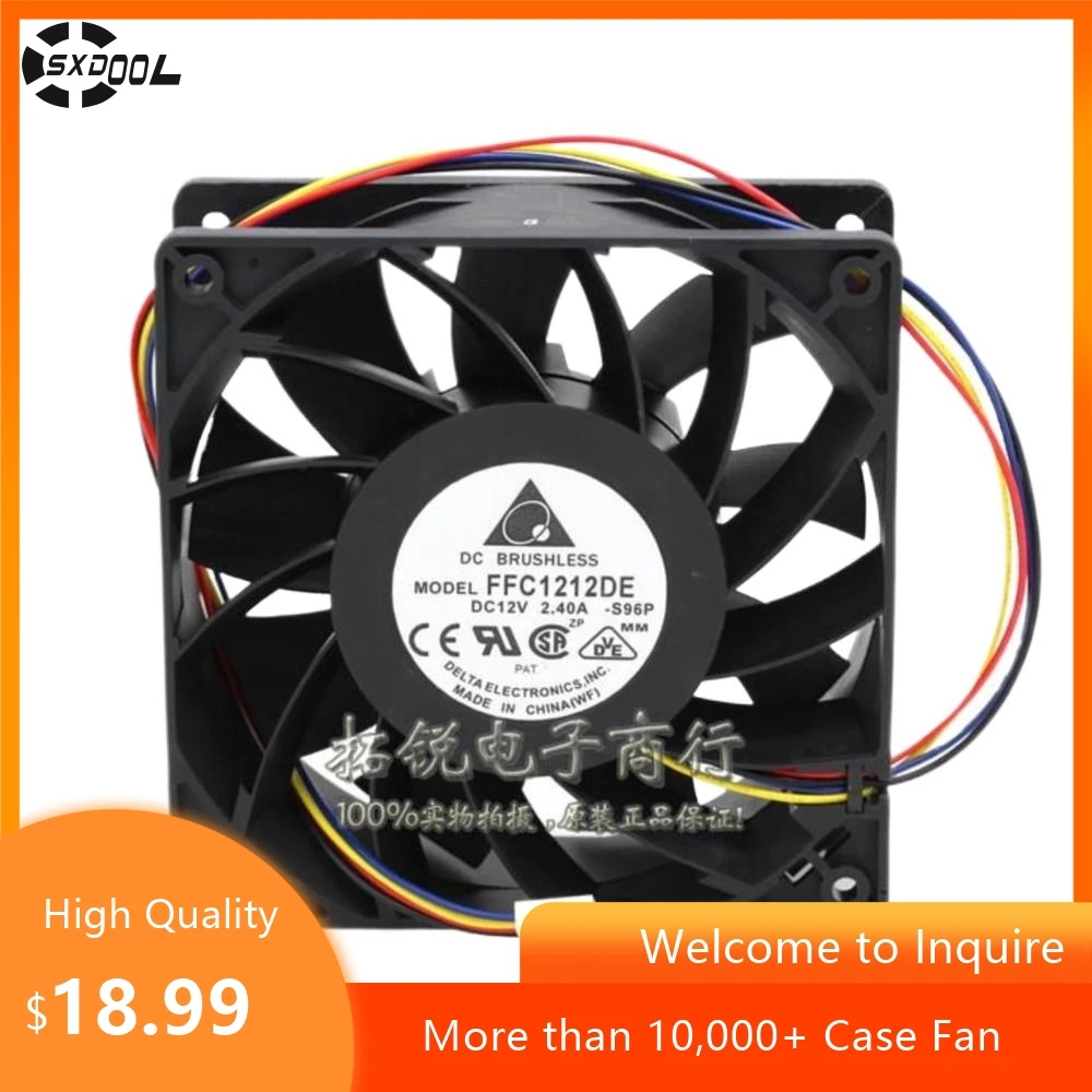 High Speed 120mm Fan For Delta FFC1212DE 120x120x38mm DC 12V 2.4A Dual Ball PWM High Airflow Cooling Fan
High Speed 120mm Fan For Delta FFC1212DE 120x120x38mm DC 12V 2.4A Dual Ball PWM High Airflow Cooling Fan