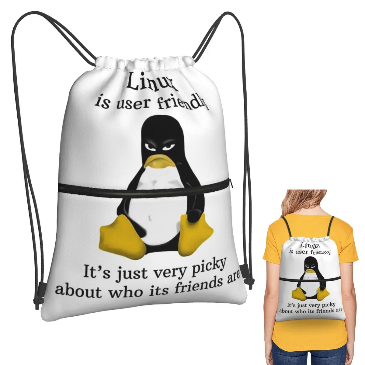 Linux Is User Friendly Its Just Very Picky Backpacks Fashion Drawstring Bags Storage Bag Book Bags for Travel Students
Linux Is User Friendly Its Just Very Picky Backpacks Fashion Drawstring Bags Storage Bag Book Bags for Travel Students