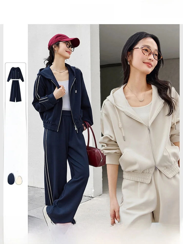 Minimalist Casual Sportswear Set Women's Spring 2026 New Hooded Jacket High Waist Wide Leg Pants Two Piece Set Fashionable
Minimalist Casual Sportswear Set Women's Spring 2026 New Hooded Jacket High Waist Wide Leg Pants Two Piece Set Fashionable