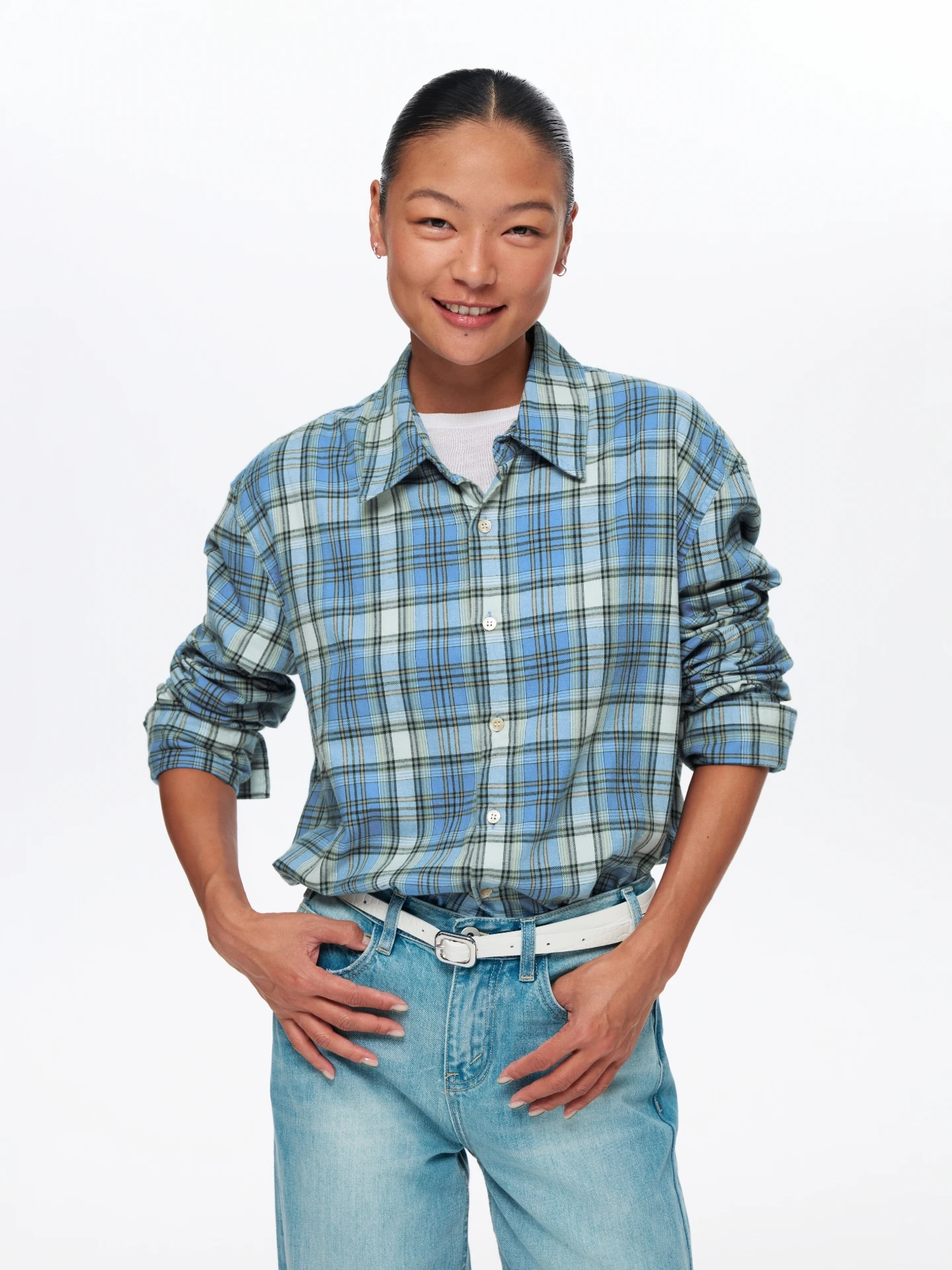 Женская свободная рубашка Oneup в ретро-клетку из хлопка, синяя, весенняя, модная, для невысоких, из чистого хлопка
Женская свободная рубашка Oneup в ретро-клетку из хлопка, синяя, весенняя, модная, для невысоких, из чистого хлопка