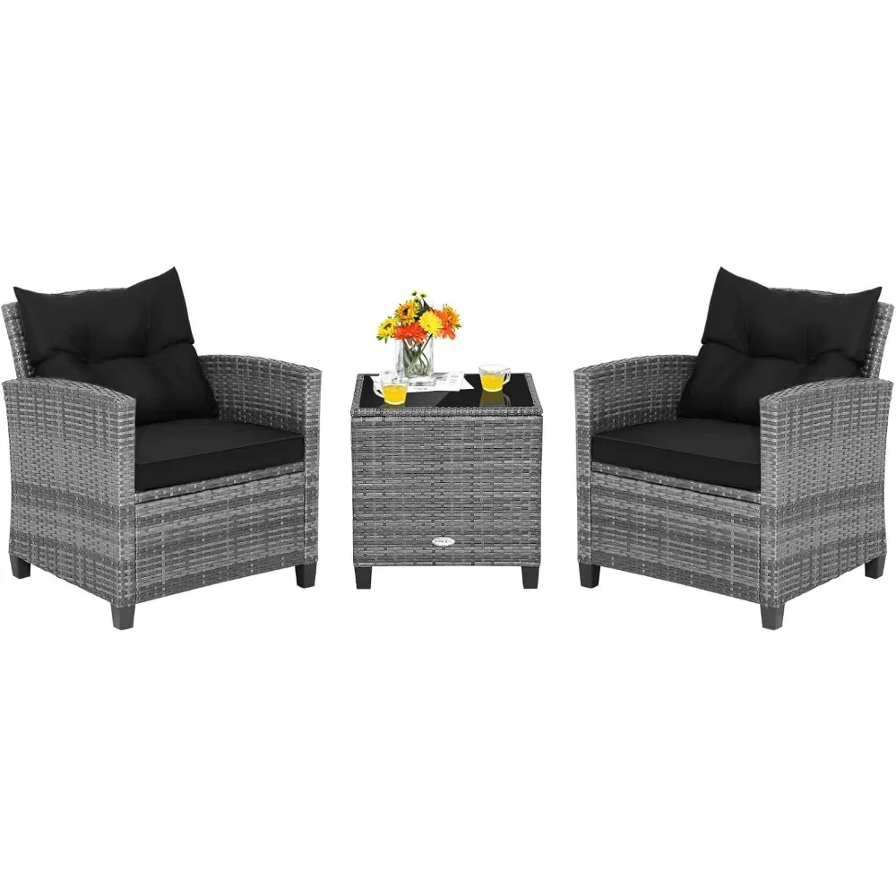 3-piece Set of Courtyard Furniture, Outdoor PE Rattan Conversation Chair, Tempered Glass Edge Table, and Detachable Seat Cushion
3-piece Set of Courtyard Furniture, Outdoor PE Rattan Conversation Chair, Tempered Glass Edge Table, and Detachable Seat Cushion