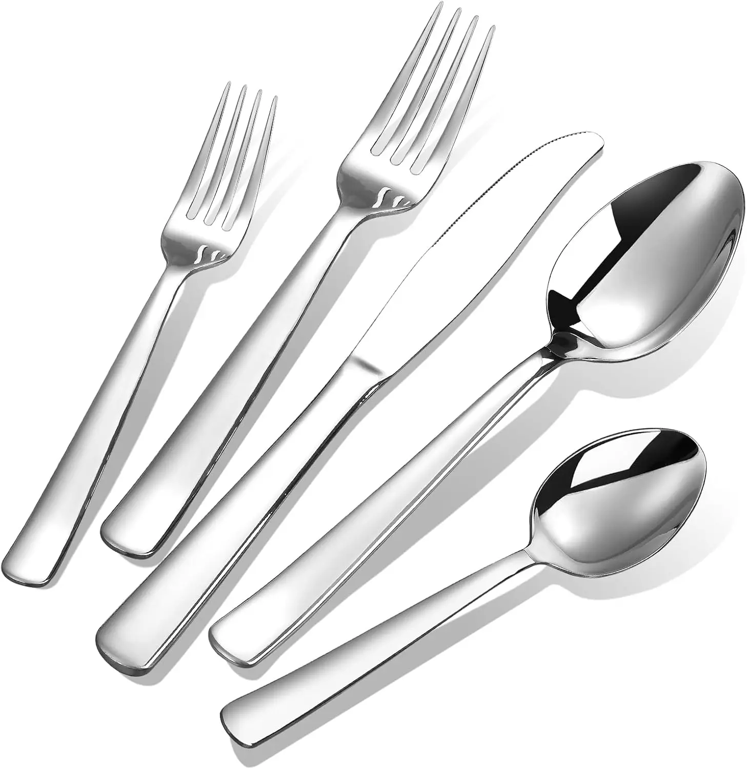 60-Piece Flatware Set for 12, Heavy Duty Stainless Steel Cutlery, Dishwasher Safe, Mirror Polished
60-Piece Flatware Set for 12, Heavy Duty Stainless Steel Cutlery, Dishwasher Safe, Mirror Polished