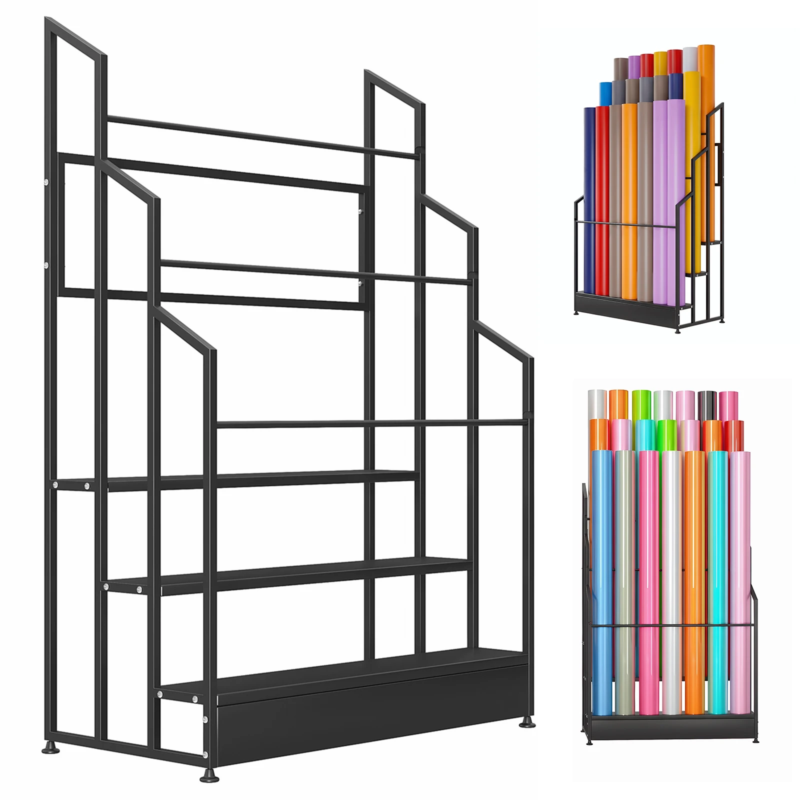 3 Tier Heavy Duty Fabric Roll Storage Rack Floor-Standing Vinyl Roll Organizer with Adjustable Rails for Craft Store & Workshop
3 Tier Heavy Duty Fabric Roll Storage Rack Floor-Standing Vinyl Roll Organizer with Adjustable Rails for Craft Store & Workshop