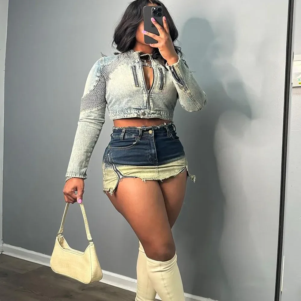 Women Sexy Hot Girl Tight Bag Hip Skirts Gradient Color Women Skirt Korean High Wiast Denim Mini Skirt Female Slim Short Skirts
Women Sexy Hot Girl Tight Bag Hip Skirts Gradient Color Women Skirt Korean High Wiast Denim Mini Skirt Female Slim Short Skirts