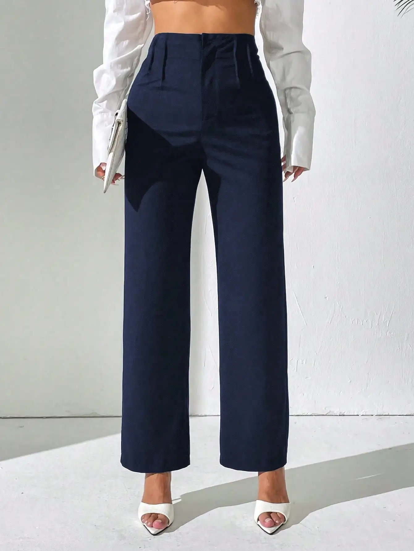 Women Solid Color Casual Straight Leg Pants High Waist Daily Wear
Women Solid Color Casual Straight Leg Pants High Waist Daily Wear