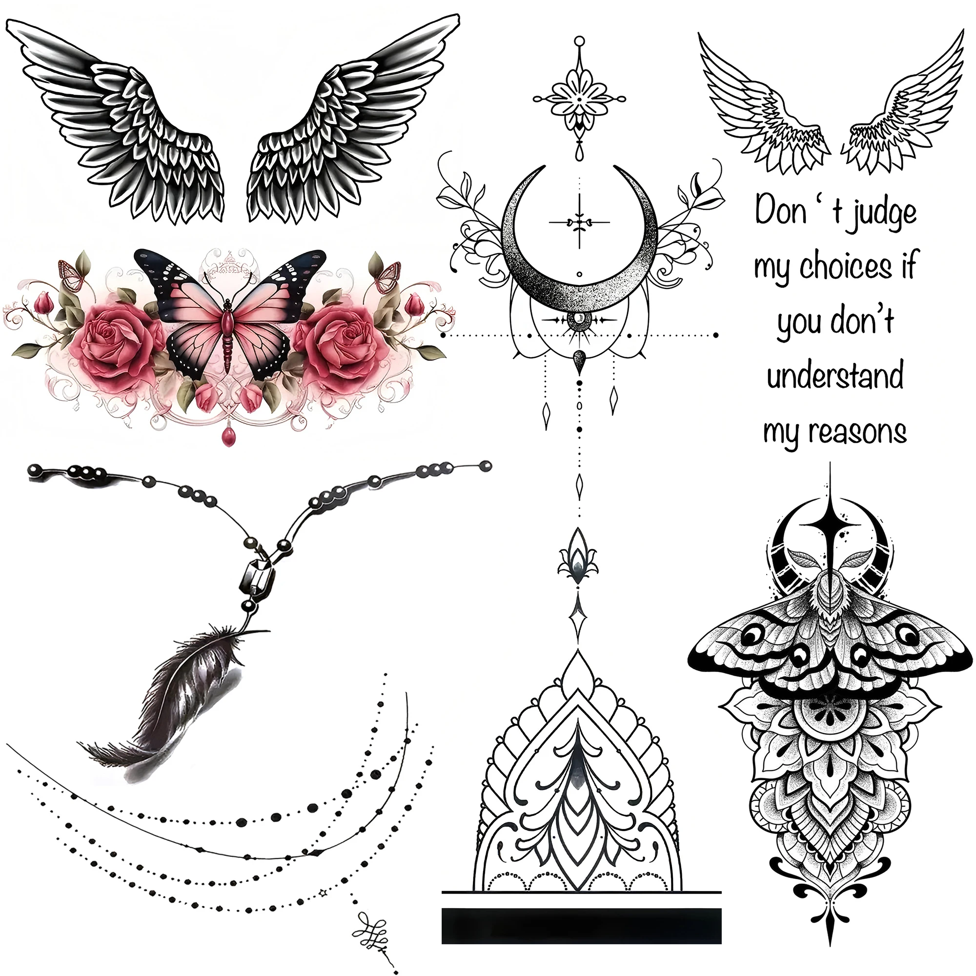 1 Sheet Butterfly Wing Chain Temporary Tattoos For Adult Hand Instep Neck, Temp Fake Tattoo Sticker Long Lasting Realistic Tatoo
1 Sheet Butterfly Wing Chain Temporary Tattoos For Adult Hand Instep Neck, Temp Fake Tattoo Sticker Long Lasting Realistic Tatoo