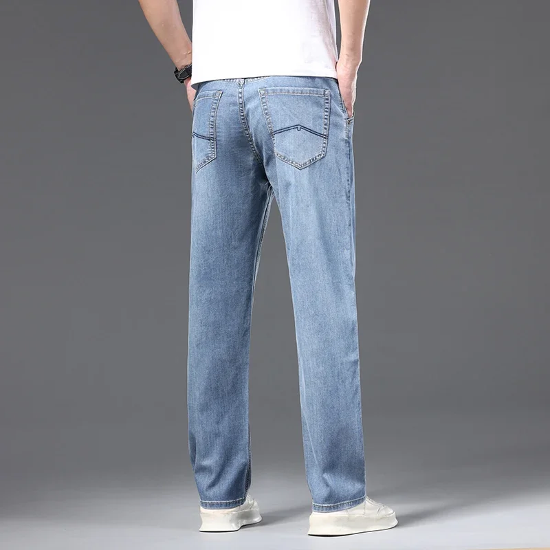 Men's Summer Thin Light Color Tiansi Jeans Comfortable and Versatile Loose Stretch Straight Large Size Wide-leg Pants Size 29-42 
Men's Summer Thin Light Color Tiansi Jeans Comfortable and Versatile Loose Stretch Straight Large Size Wide-leg Pants Size 29-42