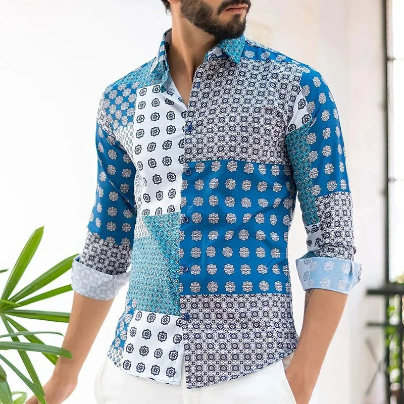 Shirt men's fashion retro stitching novel lapel long sleeve shirt spring and summer high quality material plus sien's Ball Party
Shirt men's fashion retro stitching novel lapel long sleeve shirt spring and summer high quality material plus sien's Ball Party