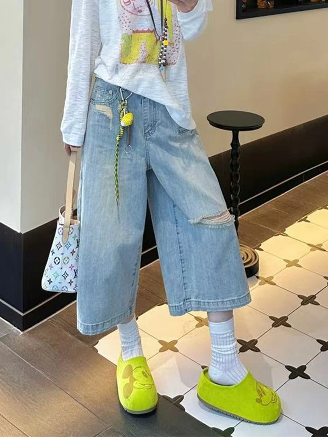 High Waist Denim Jeans Women's Summer New Style Pear Shape plus Size Design Sense Wide Leg Seven Parts Pants
High Waist Denim Jeans Women's Summer New Style Pear Shape plus Size Design Sense Wide Leg Seven Parts Pants