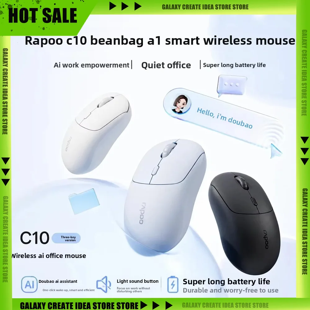 Rapoo C10 DouBao AI Intelligence Mouse Wireless Bluetooth Silence Gaming Mouse Long Battery Life Mice Ergonomics Accessories
Rapoo C10 DouBao AI Intelligence Mouse Wireless Bluetooth Silence Gaming Mouse Long Battery Life Mice Ergonomics Accessories