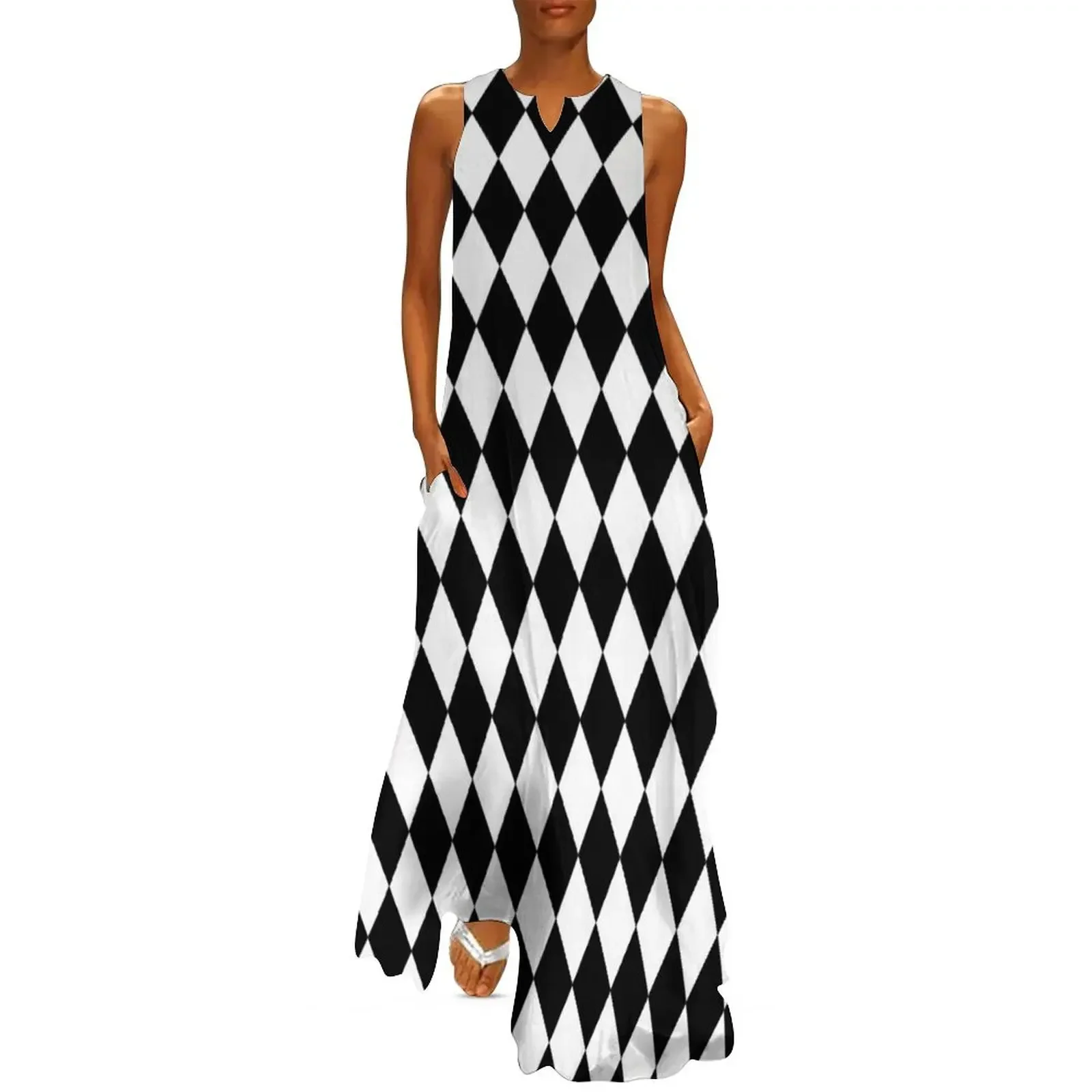 Black and White Harlequin Pattern Long Dress Women's summer skirt beach dresses summer clothes Dress
Black and White Harlequin Pattern Long Dress Women's summer skirt beach dresses summer clothes Dress