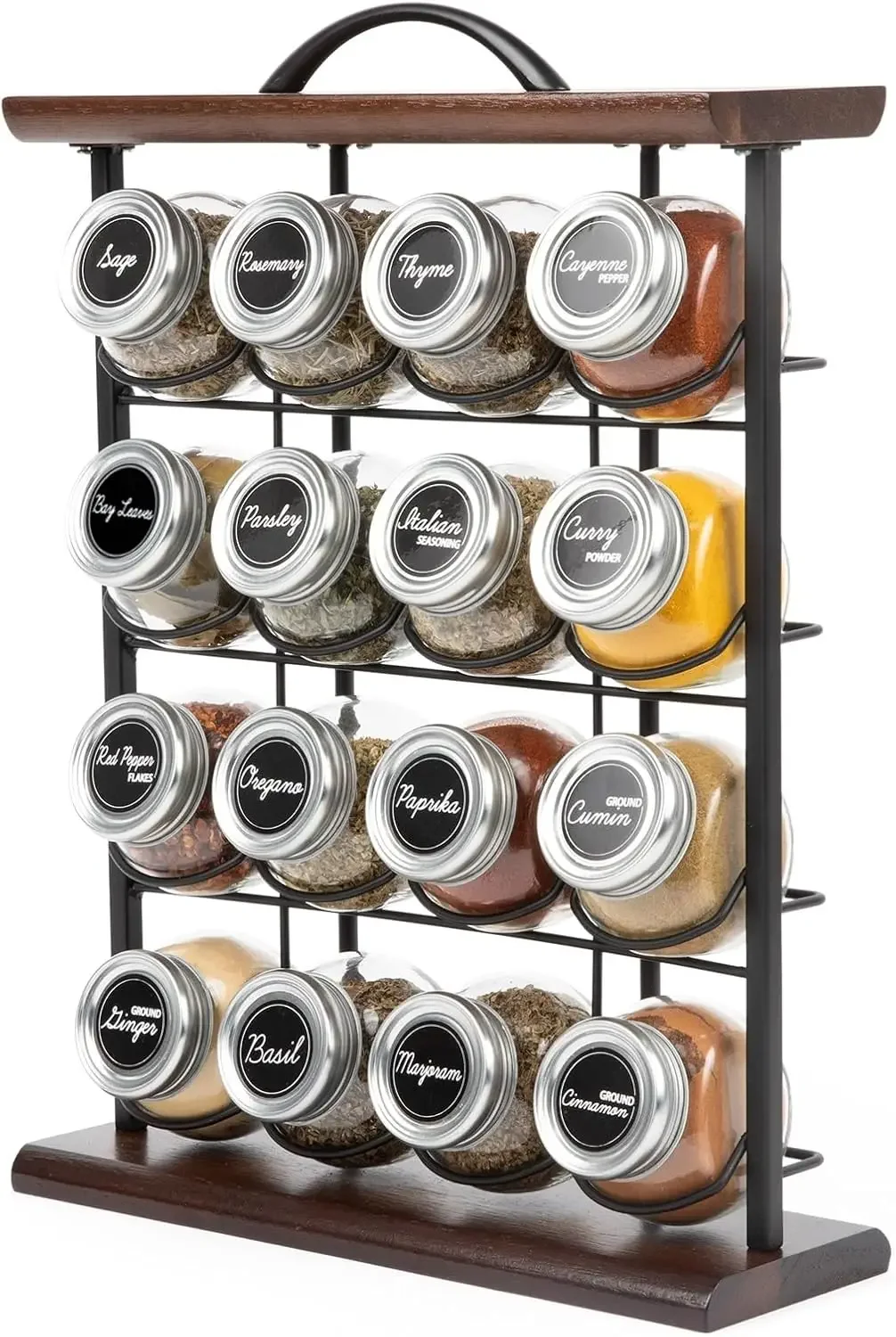 16 Jar Acacia Wood & Metal Wire Spice Rack with Spices Included, Storage for Spices and Seasoning, Black & Brown
16 Jar Acacia Wood & Metal Wire Spice Rack with Spices Included, Storage for Spices and Seasoning, Black & Brown