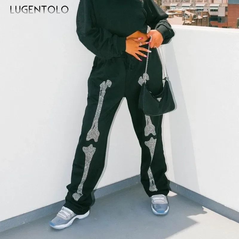 Skull Diamond Pants Women Fashion New Drawstring Elasticity Waist Spring Autumn Female Casual Street Trend Long Clothing
Skull Diamond Pants Women Fashion New Drawstring Elasticity Waist Spring Autumn Female Casual Street Trend Long Clothing