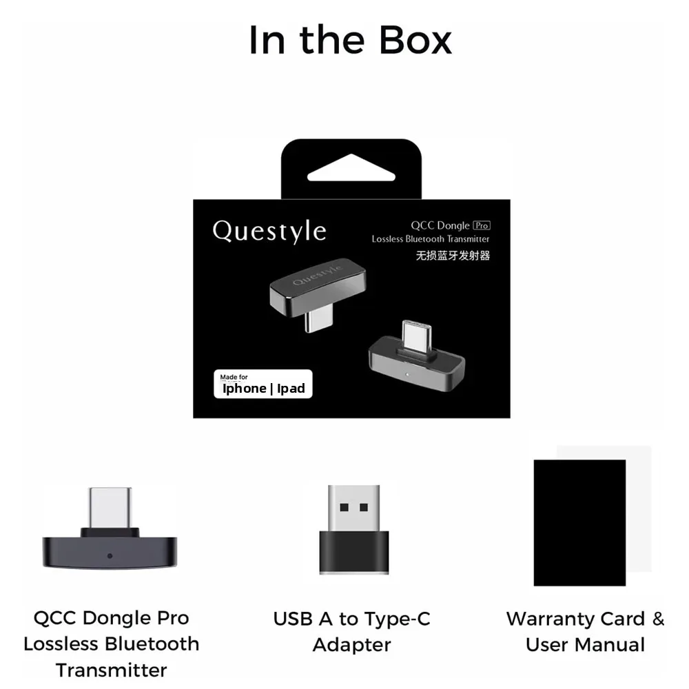 Questyle QCC Dongle Pro USB-C Bluetooth Transmitter Snapdragon Sound MFi LDAC aptX Lossless Adaptive HD for Gaming Mobile Audio
Questyle QCC Dongle Pro USB-C Bluetooth Transmitter Snapdragon Sound MFi LDAC aptX Lossless Adaptive HD for Gaming Mobile Audio