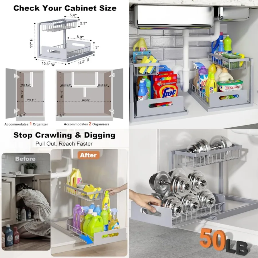 Under Sink Organizer, Pull Out Cabinet Organizer 2 Tier Slide Out Sink Shelf Cabinet Storage Shelves, Storage for Kitchen Bathr
Under Sink Organizer, Pull Out Cabinet Organizer 2 Tier Slide Out Sink Shelf Cabinet Storage Shelves, Storage for Kitchen Bathr