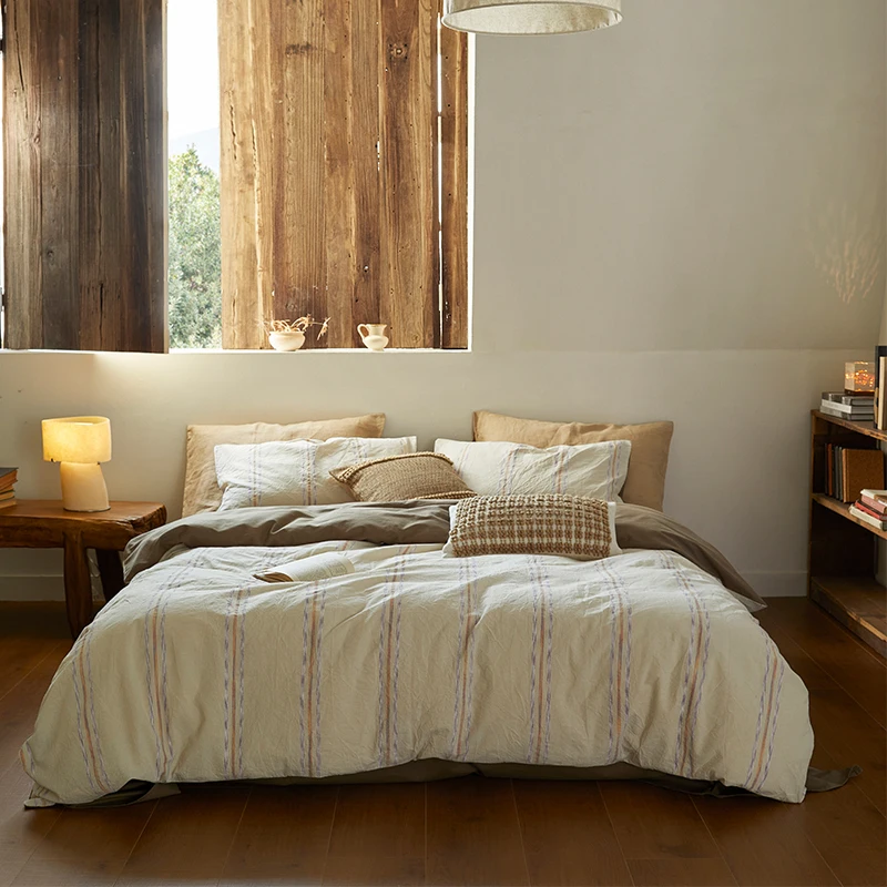 Four-piece set of pure cotton colored woven jacquard stripes
Four-piece set of pure cotton colored woven jacquard stripes