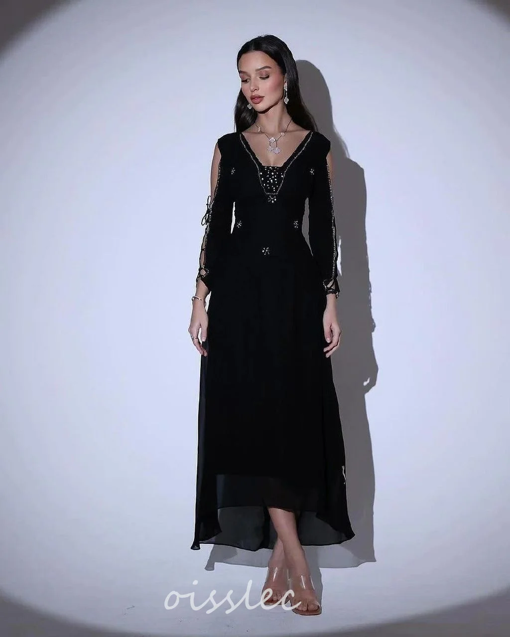 Oisslec Black Beaded Prom Dresses A Line Evening Dress Vestidos De Gala Mujer Ankle Length Evening Party Formal Dress
Oisslec Black Beaded Prom Dresses A Line Evening Dress Vestidos De Gala Mujer Ankle Length Evening Party Formal Dress