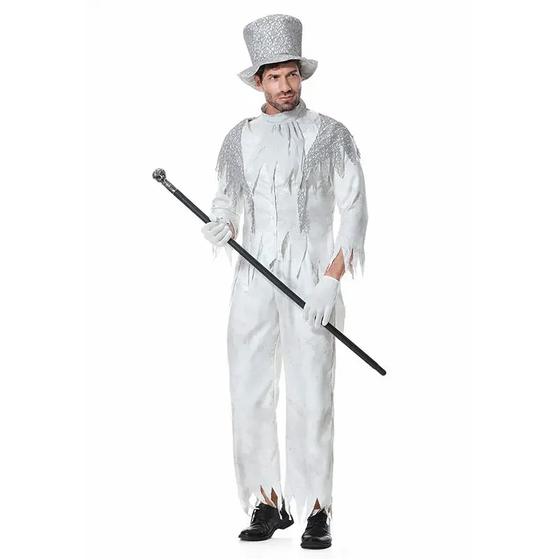 High Quality Halloween White Gghost Corpse Costume Vampire Men Cosplay Demon Costume Bar Party Men Nightclub Stage Costume
High Quality Halloween White Gghost Corpse Costume Vampire Men Cosplay Demon Costume Bar Party Men Nightclub Stage Costume