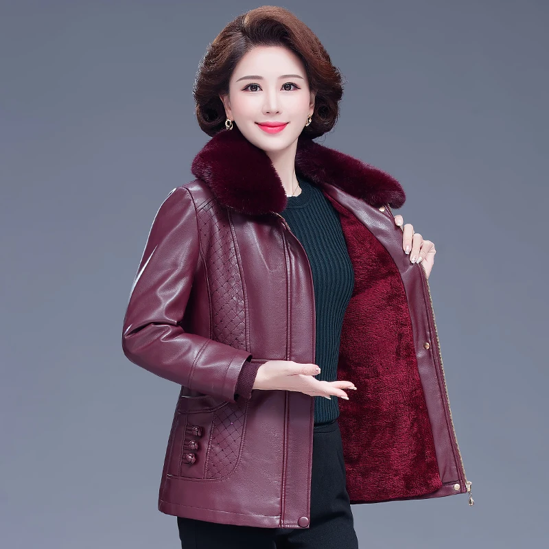 Mother's Winter Leather Jacket Plus Velvet Thick Cotton-padded Clothes Western-style Self-cultivation Middle-aged Large Size Top
Mother's Winter Leather Jacket Plus Velvet Thick Cotton-padded Clothes Western-style Self-cultivation Middle-aged Large Size Top