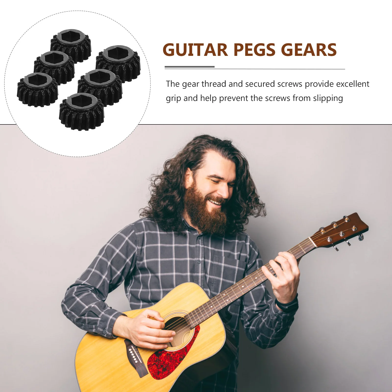 6pcs Guitar Tuning Peg Gears 1:18 Ratio Solid Iron Acoustic Electric Bass Guitar Machine Head Button Replacement Instrument Part
6pcs Guitar Tuning Peg Gears 1:18 Ratio Solid Iron Acoustic Electric Bass Guitar Machine Head Button Replacement Instrument Part