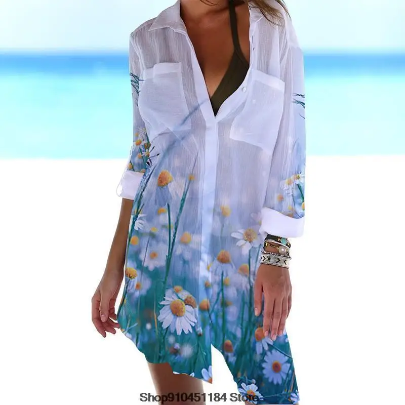 2022 New Beach Cover Up Print Bikini pocket Sunscreen shirt Women Beach Cardigan Summer Beach Dress Ladies Swimsuit Beachwear
2022 New Beach Cover Up Print Bikini pocket Sunscreen shirt Women Beach Cardigan Summer Beach Dress Ladies Swimsuit Beachwear