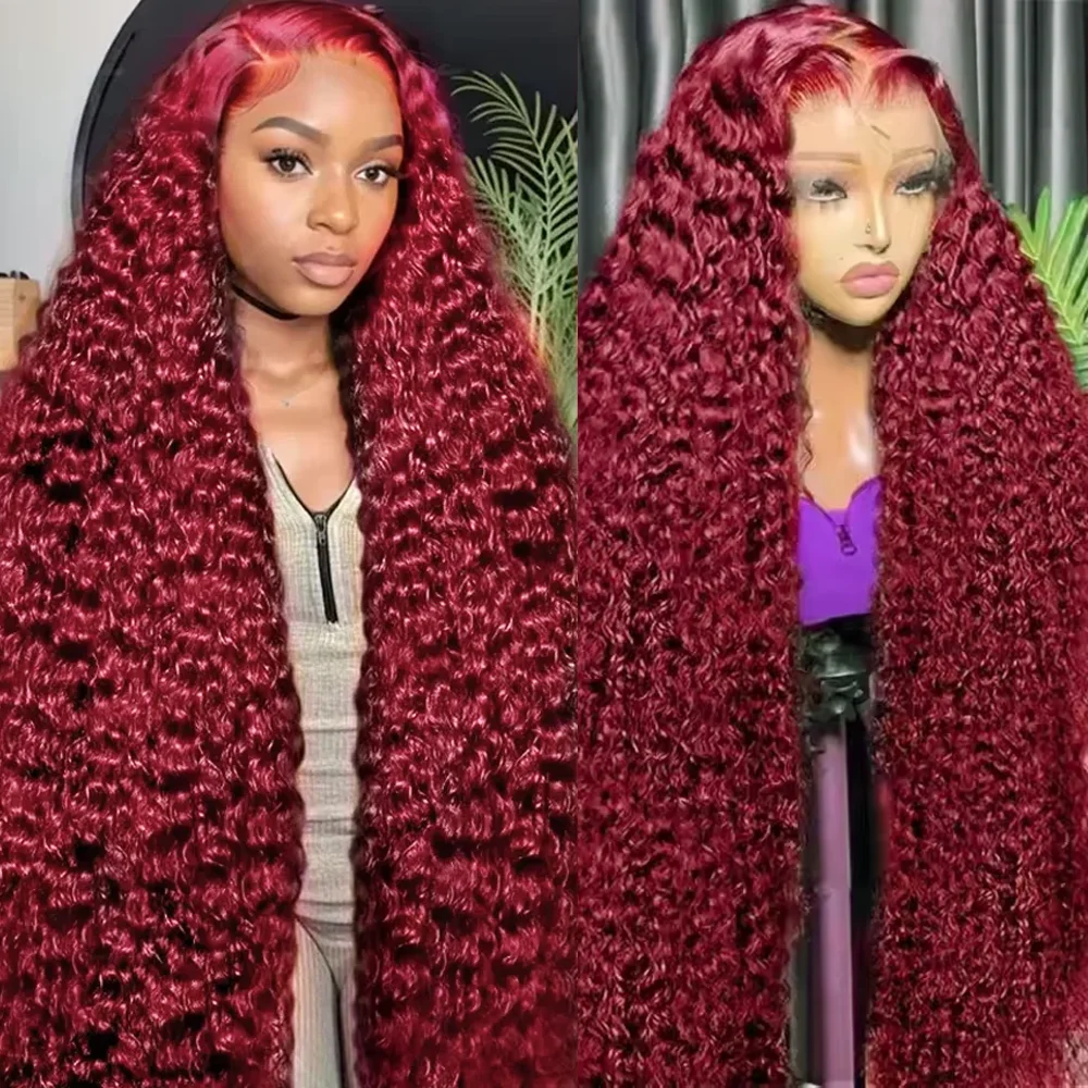 46 Inch 13x4 13x6 Full Frontal Lace 99j Burgundy Pre Plucked Colored Deep Wave Frontal Human Hair Wigs for Women 200 Density
46 Inch 13x4 13x6 Full Frontal Lace 99j Burgundy Pre Plucked Colored Deep Wave Frontal Human Hair Wigs for Women 200 Density
