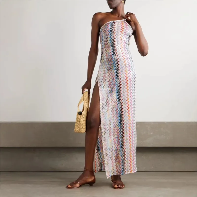 Summer New Women Dresses Asymmetric Shoulder Slit Print Loose Vacation Fashion Long Length Slim Fit Dress Ladies Party Dress
Summer New Women Dresses Asymmetric Shoulder Slit Print Loose Vacation Fashion Long Length Slim Fit Dress Ladies Party Dress