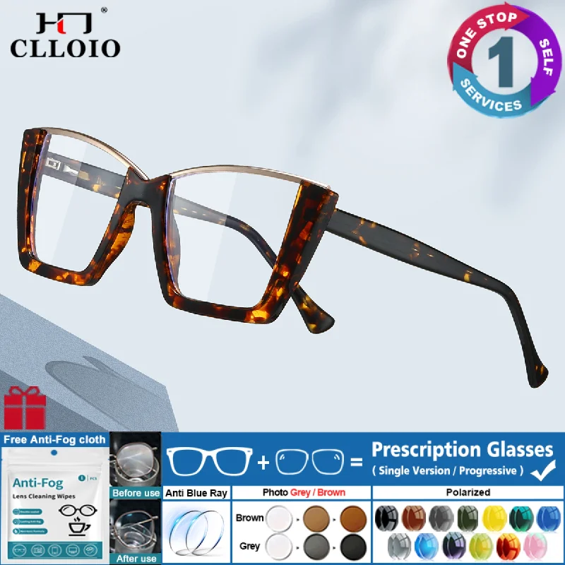 CLLOIO New Design Large Square Half-Frame Customized Myopia Prescription Glasses Lady Reading Photochromic Multifocal Eyeglasses
CLLOIO New Design Large Square Half-Frame Customized Myopia Prescription Glasses Lady Reading Photochromic Multifocal Eyeglasses