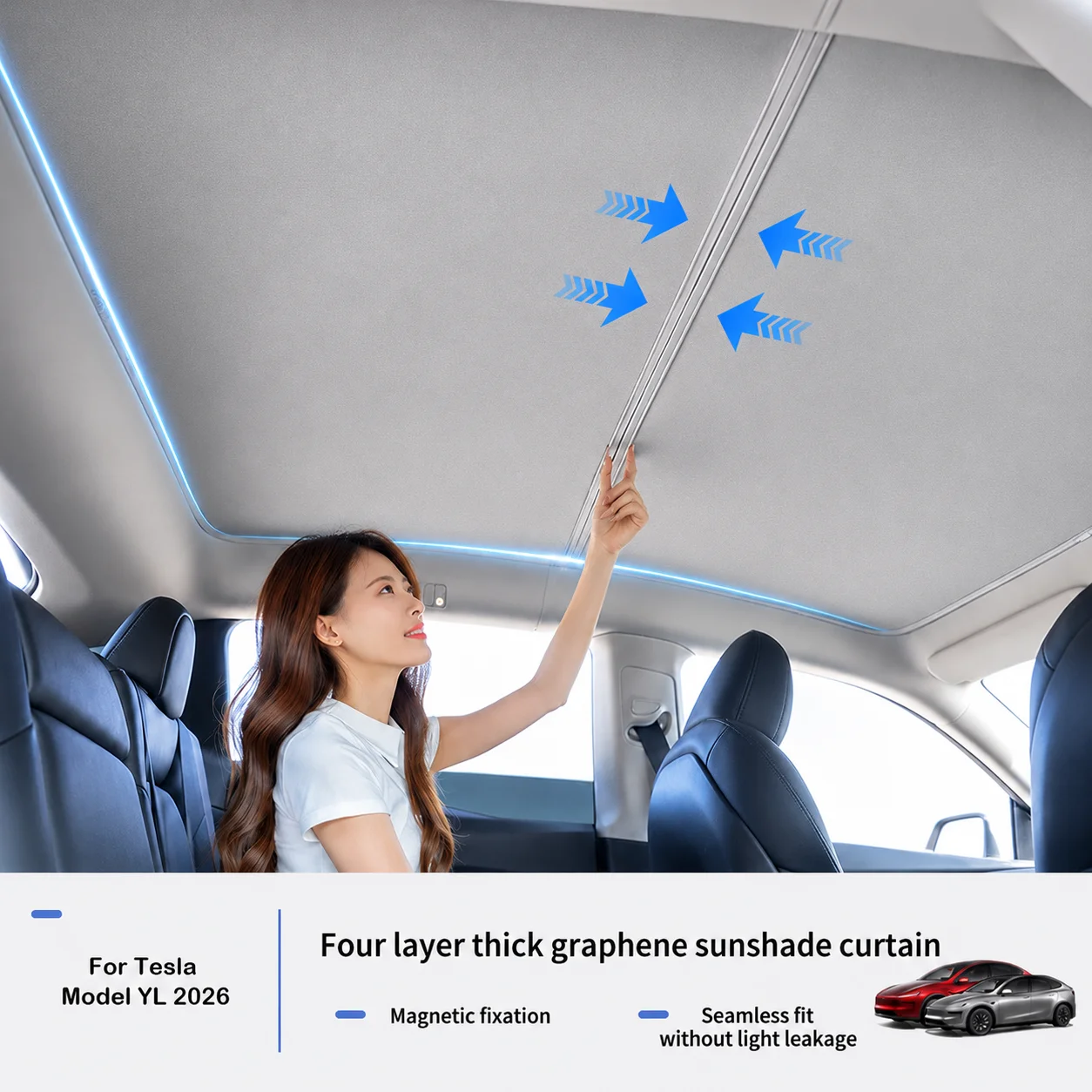 Graphene magnetic Sunroof Shade For Tesla Model YL 2026 Heat Insulation Sunshade Net Top Ceiling Sun Visor Cover UV Block Th
Graphene magnetic Sunroof Shade For Tesla Model YL 2026 Heat Insulation Sunshade Net Top Ceiling Sun Visor Cover UV Block Th