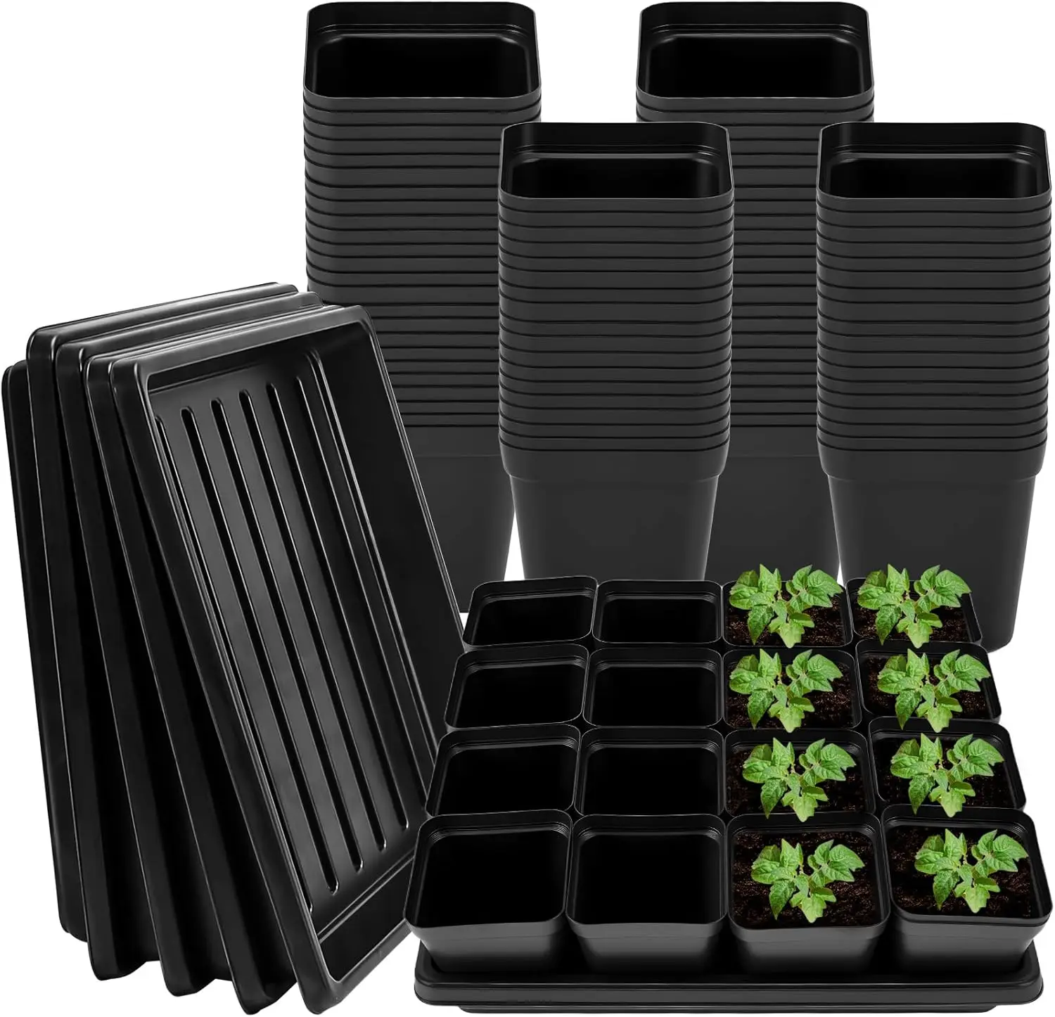2.6 inch 100 Pcs Black Square Nursery Pots with 5 Pcs Plastic Seed Starting Trays,Plant Propagation Starter Kit Square S
2.6 inch 100 Pcs Black Square Nursery Pots with 5 Pcs Plastic Seed Starting Trays,Plant Propagation Starter Kit Square S