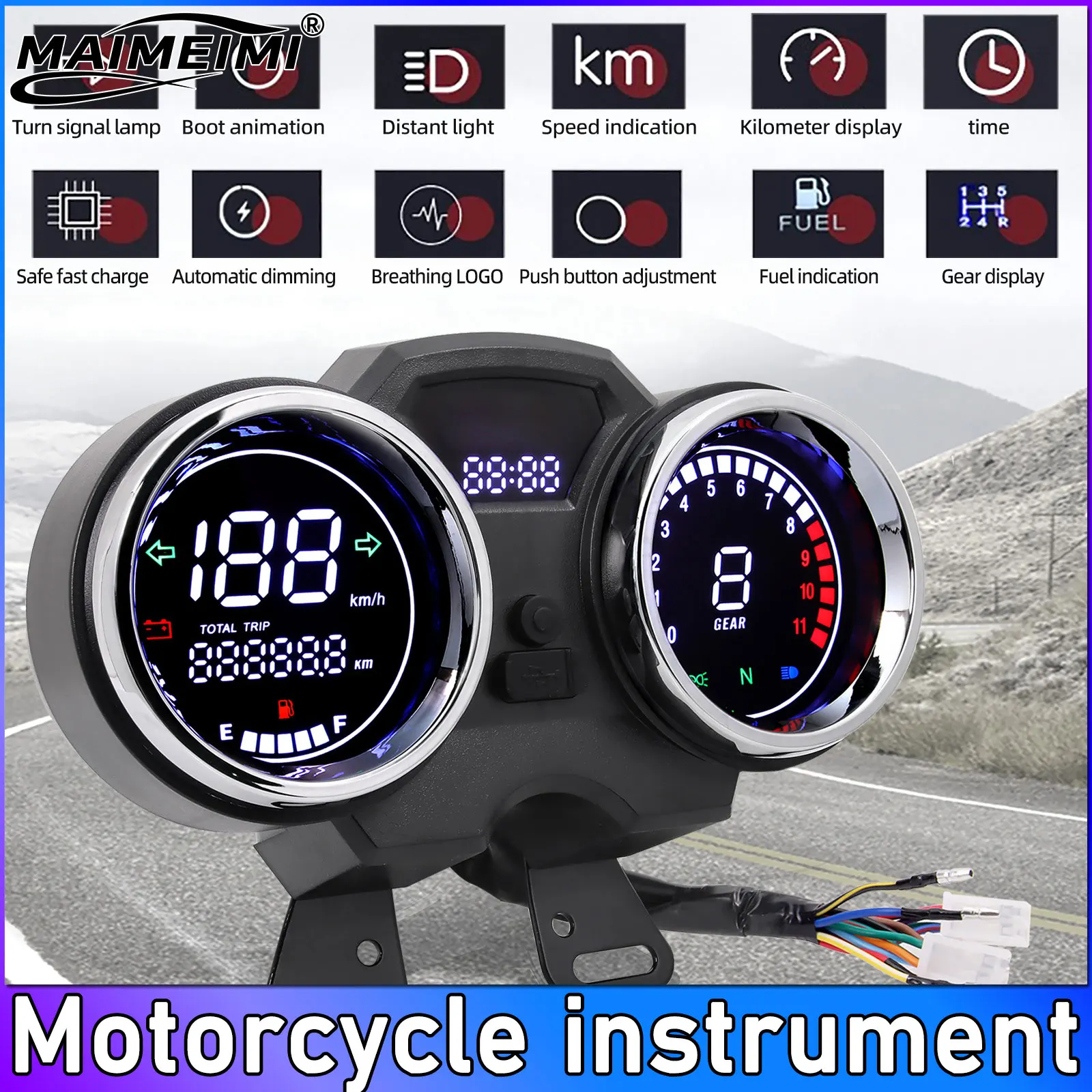 Universal LCD Odometer Speedometer Meter Motorcycle Digital Board Instrument Moto Dashboard Hour Counter Tachometer with Gear
Universal LCD Odometer Speedometer Meter Motorcycle Digital Board Instrument Moto Dashboard Hour Counter Tachometer with Gear