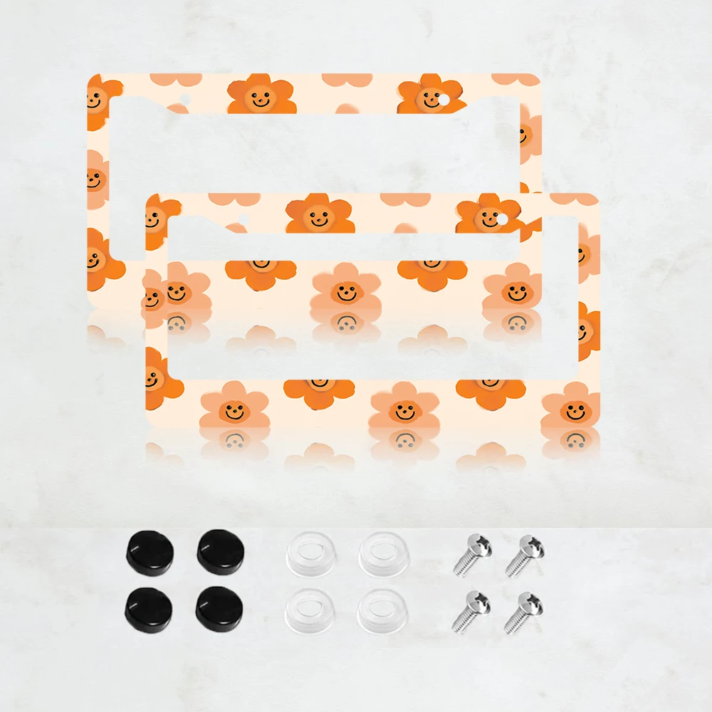 2PC 2-Hole License Plate Frame, Orange Flower Design, Aluminum Material, 6x12 Inches, with Screws, Retro Novelty Car Decor
2PC 2-Hole License Plate Frame, Orange Flower Design, Aluminum Material, 6x12 Inches, with Screws, Retro Novelty Car Decor