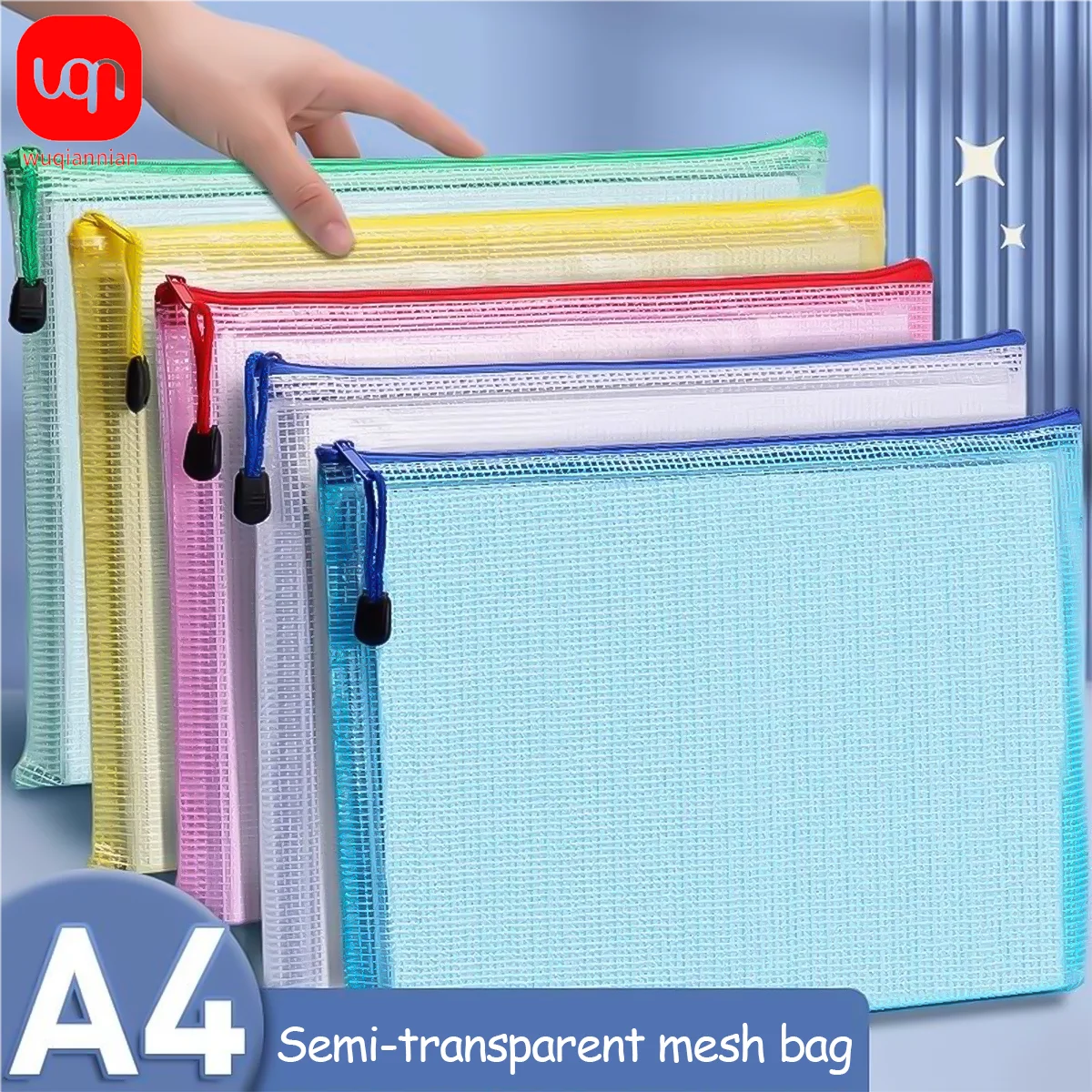 WQN-5pcs Mixed Color Waterproof Mesh Zipper A4 Plastic File Bag With Zipper File Storage Folder
WQN-5pcs Mixed Color Waterproof Mesh Zipper A4 Plastic File Bag With Zipper File Storage Folder