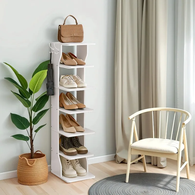7-Tier Vertical Shoe Rack, Narrow Shoe Storage Organizer with Hooks, Slim Corner Shoe Tower Rack, Space Saving for Entryway and Bedroom
7-Tier Vertical Shoe Rack, Narrow Shoe Storage Organizer with Hooks, Slim Corner Shoe Tower Rack, Space Saving for Entryway and Bedroom