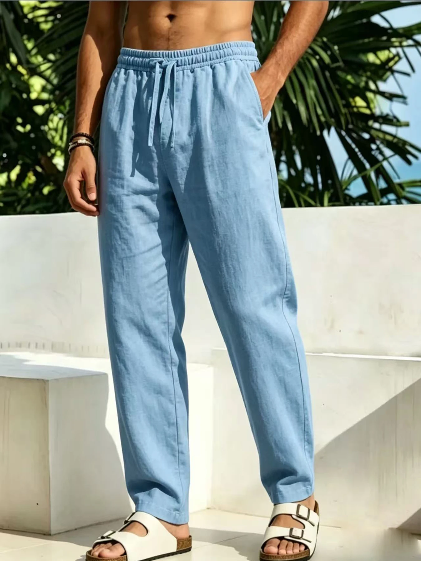 Men's linen pants, summer casual pants, drawstring elastic waist straight leg pants, solid color, comfortable and breathable ful
Men's linen pants, summer casual pants, drawstring elastic waist straight leg pants, solid color, comfortable and breathable ful