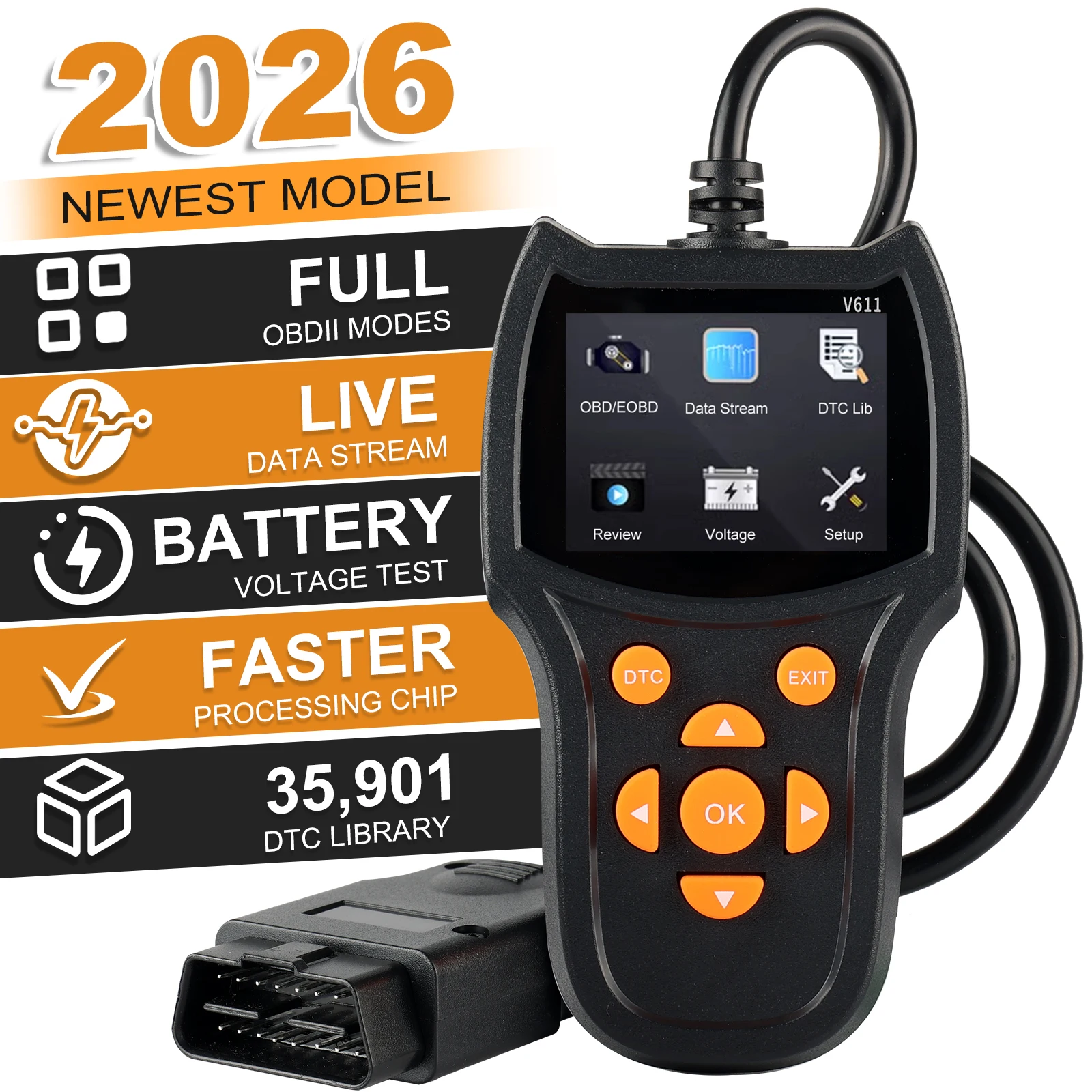 V611OBD2 Diagnostic Scanner Auto Car Code Reader And Scanner Vehicles' Health Inspection Tool
V611OBD2 Diagnostic Scanner Auto Car Code Reader And Scanner Vehicles' Health Inspection Tool