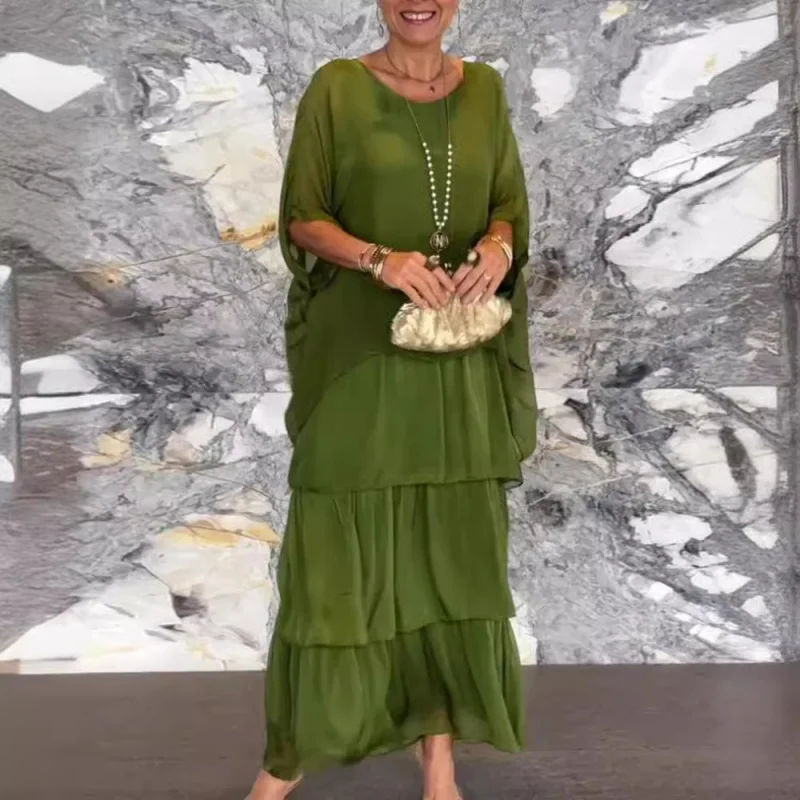 2025Popular Autumn New2025New European and American Fashion Crew-Neck Batwing Sleeve Cake Dress Women
2025Popular Autumn New2025New European and American Fashion Crew-Neck Batwing Sleeve Cake Dress Women