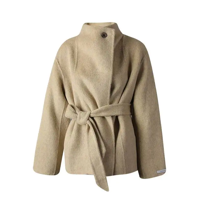 Winter Chic Autumn Short Style Double-faced Woolen Coat for Women Loose Dropped Shoulder Bandage Design Clothing C6Z2X
Winter Chic Autumn Short Style Double-faced Woolen Coat for Women Loose Dropped Shoulder Bandage Design Clothing C6Z2X
