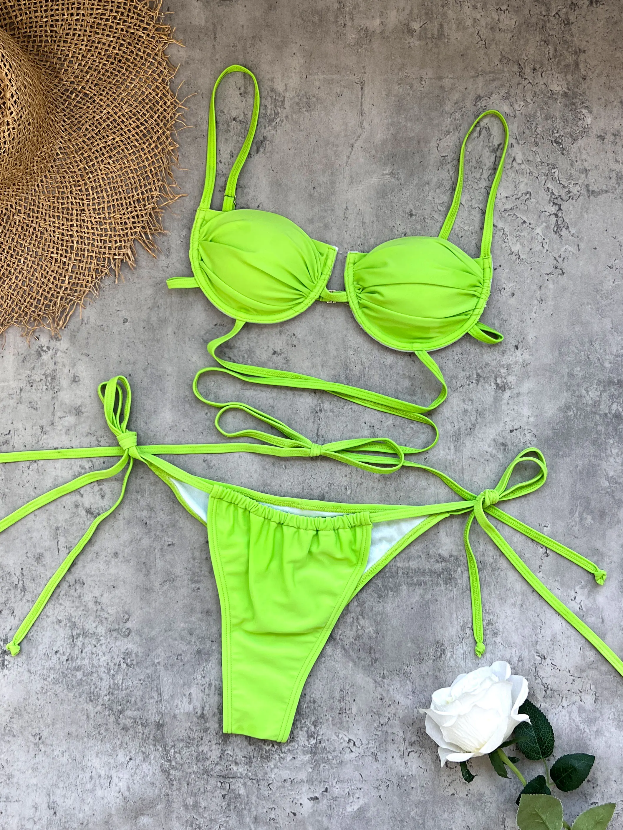 Sexy Lace-up Underwire Bikini Women's Swimsuit Fashion Lady Adjustable Biquini Swimwear Mujer Low Waist Bathing Suit Beachwear
Sexy Lace-up Underwire Bikini Women's Swimsuit Fashion Lady Adjustable Biquini Swimwear Mujer Low Waist Bathing Suit Beachwear