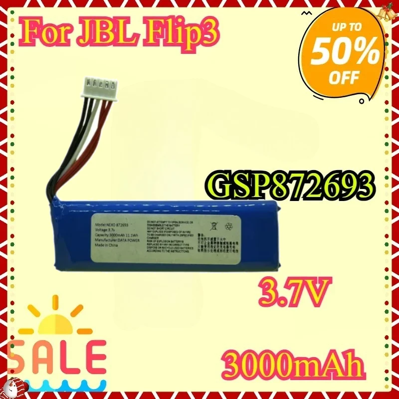 For JBL Flip 3 Flip3 3000mAh GSP872693 P763098 03 Player Speaker Rechargeable Battery New High quality replaceable Battery
For JBL Flip 3 Flip3 3000mAh GSP872693 P763098 03 Player Speaker Rechargeable Battery New High quality replaceable Battery