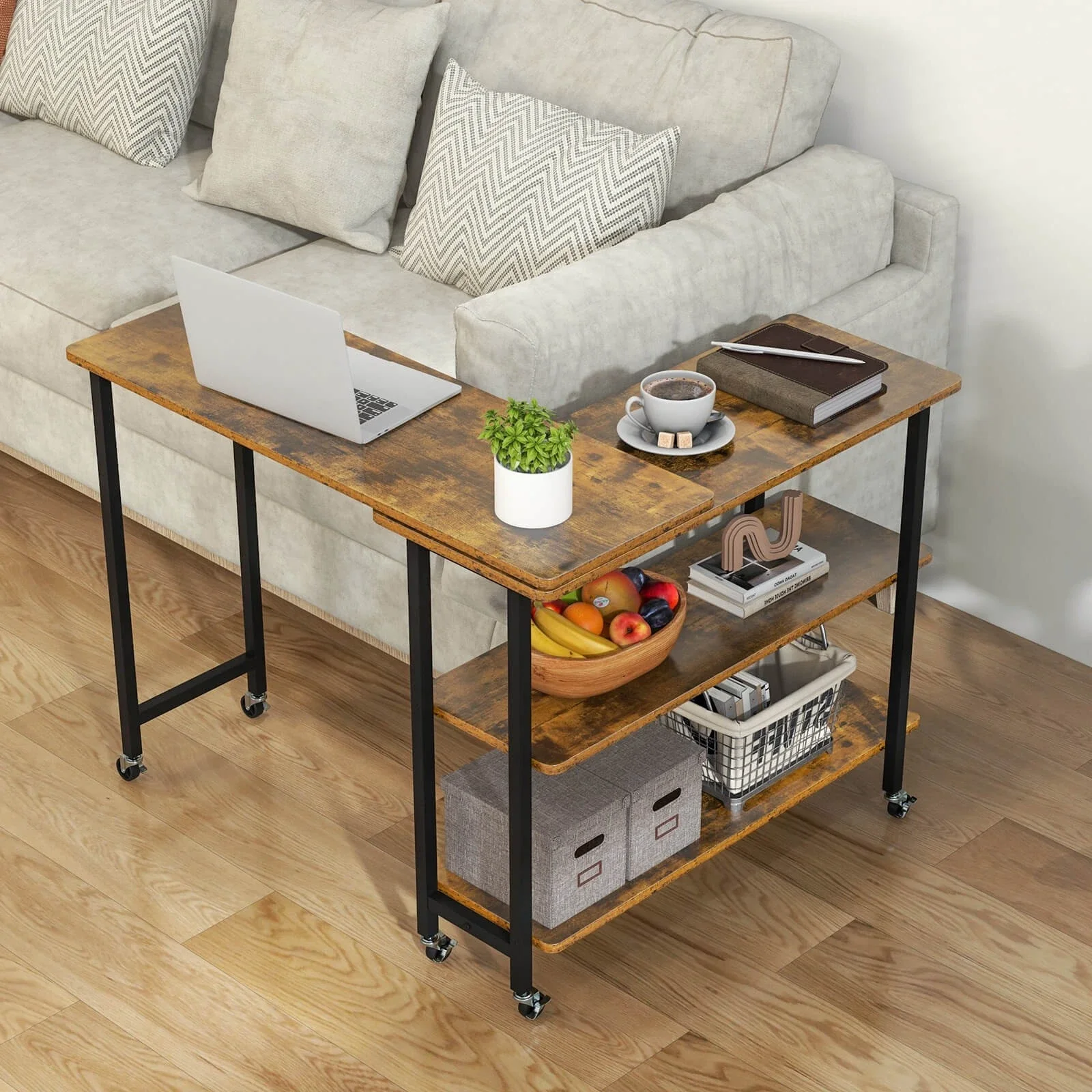 360° Rotatable Sofa Side Table L-shaped Laptop Desk Snack Table w/Shelf Patented
360° Rotatable Sofa Side Table L-shaped Laptop Desk Snack Table w/Shelf Patented
