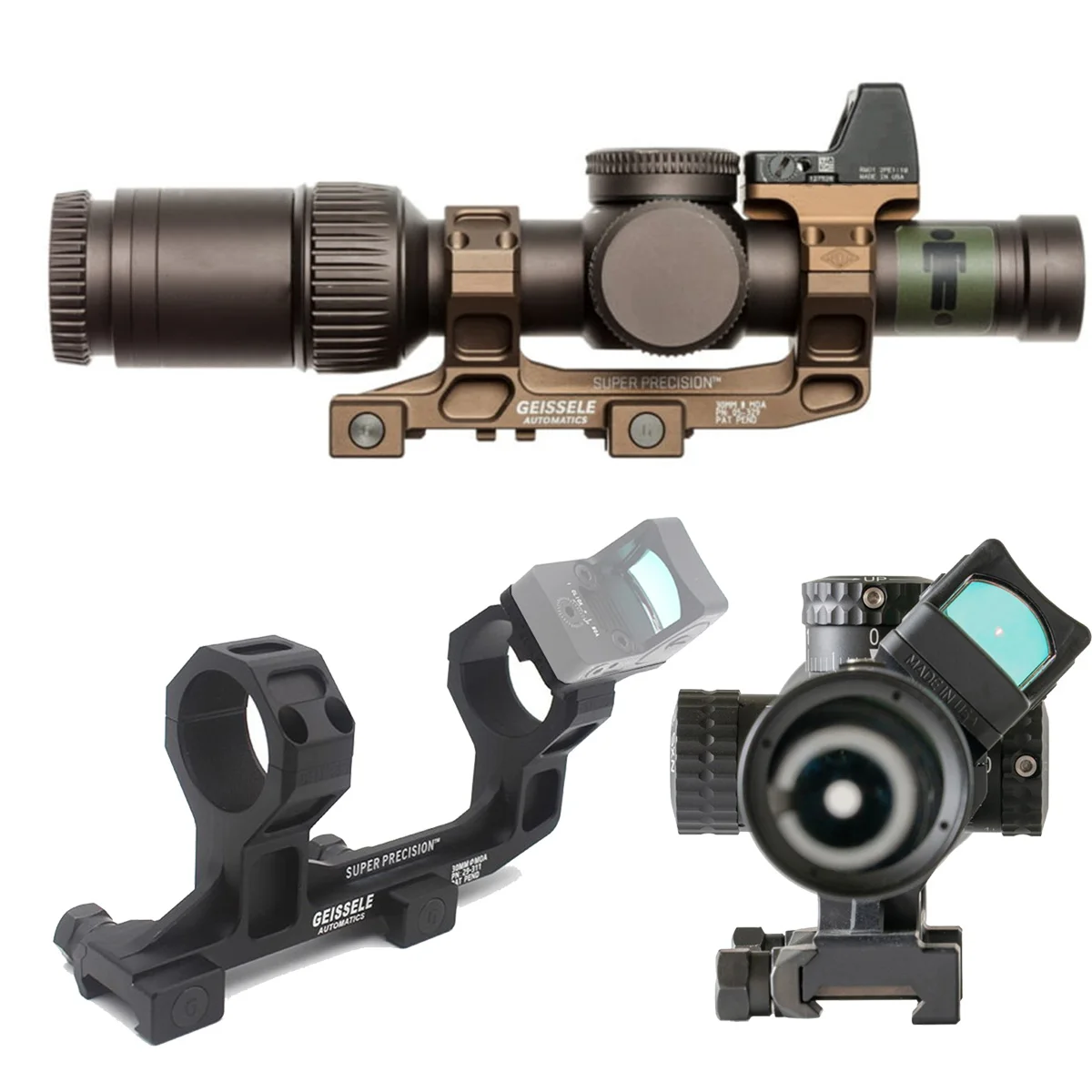 GEISSELE Super Precision Optic Scope Mount 25.4mm/30mm Rings With Reptilia 30mm ROF-90 ROF-45 For RMR SRO Red Dot Sight
GEISSELE Super Precision Optic Scope Mount 25.4mm/30mm Rings With Reptilia 30mm ROF-90 ROF-45 For RMR SRO Red Dot Sight