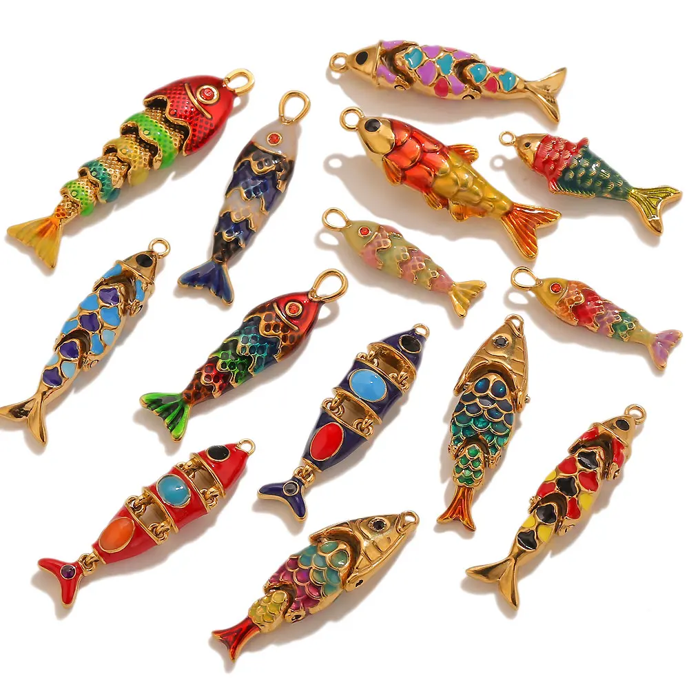 1pcs Stainless Steel Enamel Fish Charms For Jewelry Making Bohemian Animal Dijes Gold Color Accessories Cute Fish Pendants
1pcs Stainless Steel Enamel Fish Charms For Jewelry Making Bohemian Animal Dijes Gold Color Accessories Cute Fish Pendants