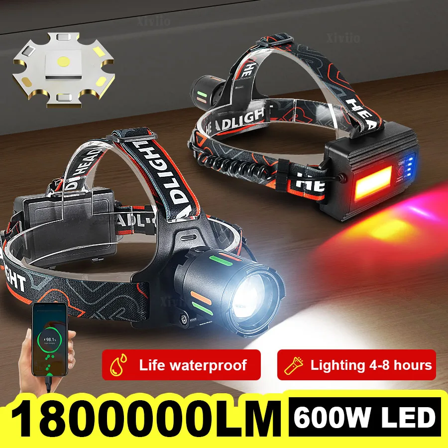1800000LM Rechargeable LED Headlamp Aluminum Alloy Super Bright Front Head Lamp USB Zoomable Headlight Fishing Forehead Light
1800000LM Rechargeable LED Headlamp Aluminum Alloy Super Bright Front Head Lamp USB Zoomable Headlight Fishing Forehead Light