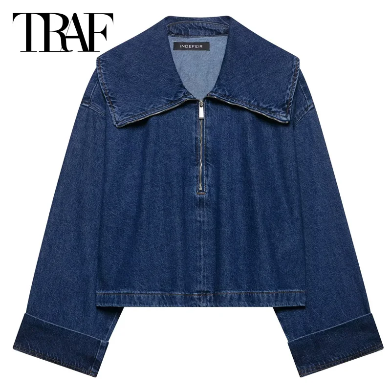 TRAF Woman Denim Crop Shirts & Blouses Women's Blouse Spring Summer 2025 Zipper Long Sleeve Top Women Lady Elegant Casual Blouse
TRAF Woman Denim Crop Shirts & Blouses Women's Blouse Spring Summer 2025 Zipper Long Sleeve Top Women Lady Elegant Casual Blouse