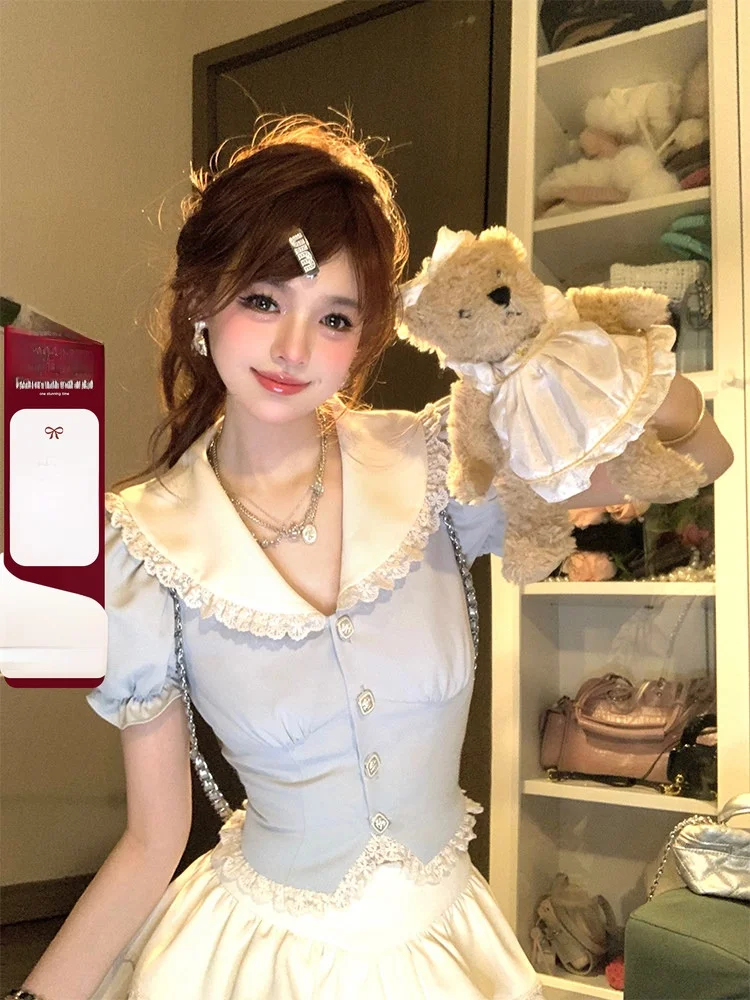 Sweet Navy Collar ort Sve School Sle Set Lazy Didi Girl Tnt Cake Юбка Молодежная модная летняя одежда из полиэстера
Sweet Navy Collar ort Sve School Sle Set Lazy Didi Girl Tnt Cake Юбка Молодежная модная летняя одежда из полиэстера