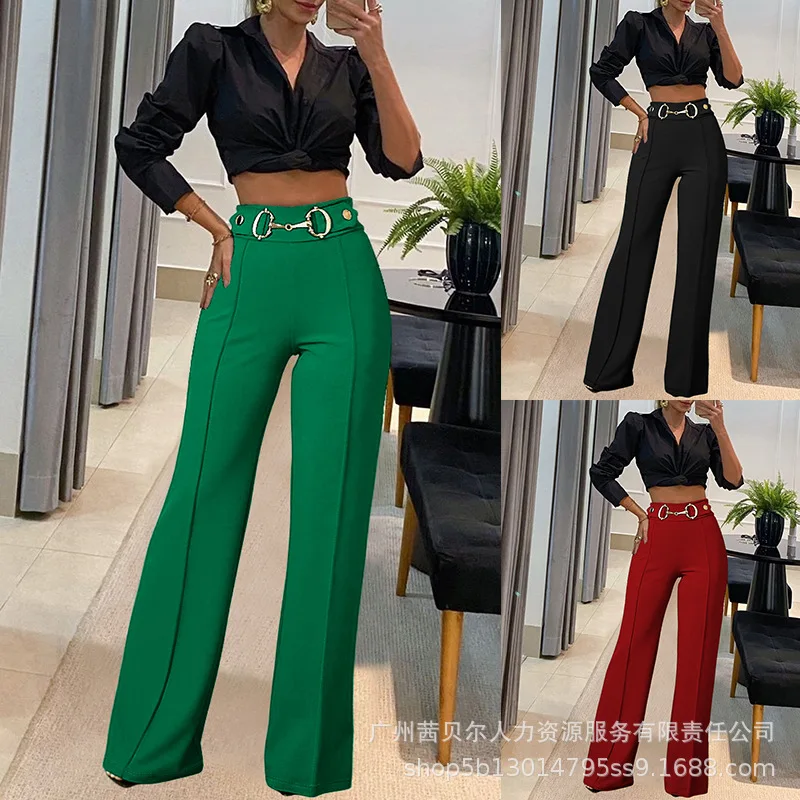 Women Spring Summer Metal Button Decor High Waist Casual Straight Leg Work Pants
Women Spring Summer Metal Button Decor High Waist Casual Straight Leg Work Pants
