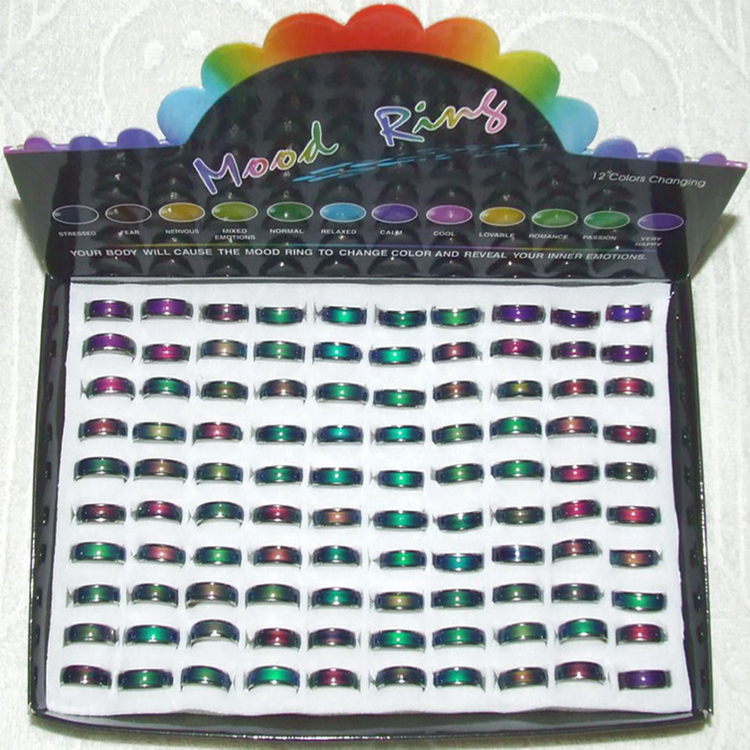 Wholesale 100pcs 6MM Mood Rings CHANGING COLOR MAGIC EMOTION FEELING MOOD RING For Men and Women
Wholesale 100pcs 6MM Mood Rings CHANGING COLOR MAGIC EMOTION FEELING MOOD RING For Men and Women